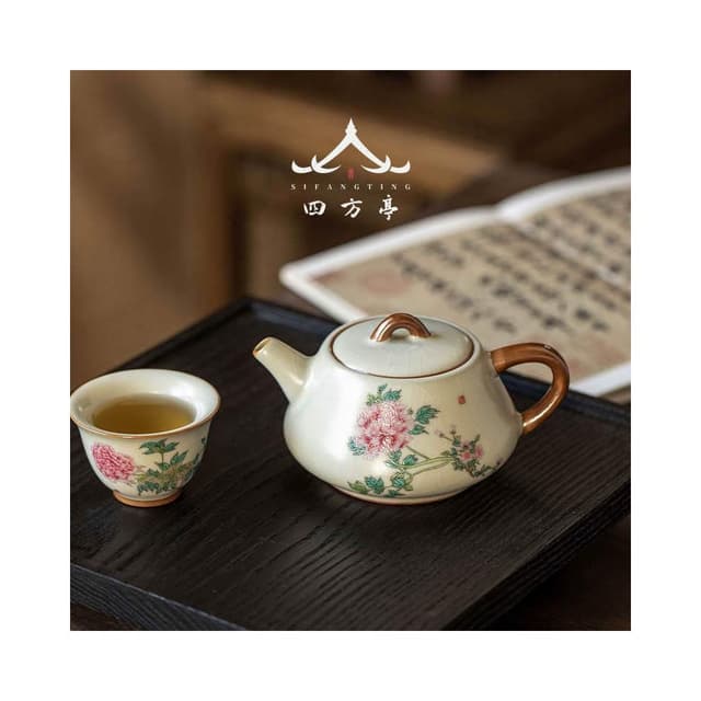 汝窯茶壺 大號手抓壺單 壺陶瓷泡茶壺 茶具茶道家用壺 新款高檔開片茶壺