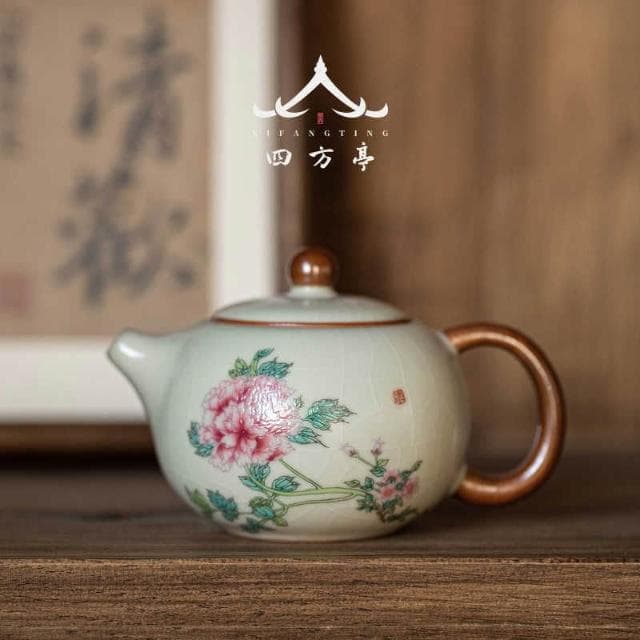 汝窯茶壺 大號手抓壺單 壺陶瓷泡茶壺 茶具茶道家用壺 新款高檔開片茶壺