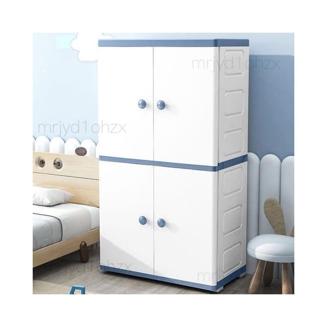 歐式雙開門兒童簡易衣櫃玩具雜物收納櫃塑料整理箱嬰兒衣服儲物箱