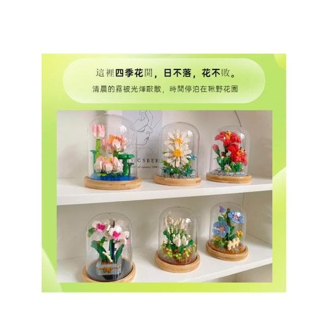 積木 益智玩具 DIY永生花系列 茉莉花永生花套裝 積木永生花/積木花 康乃馨永生花母親節禮物 / 贈燈帶
