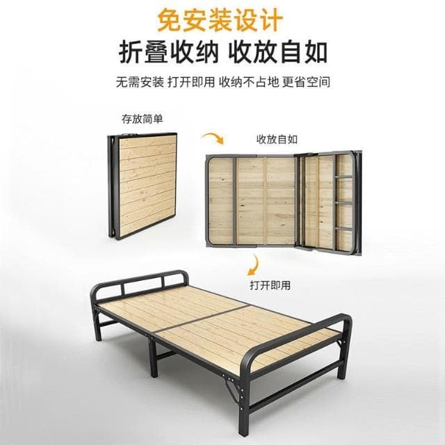 折疊床單人床實木簡易床家用午休成人午睡加固鋼架雙人折疊床