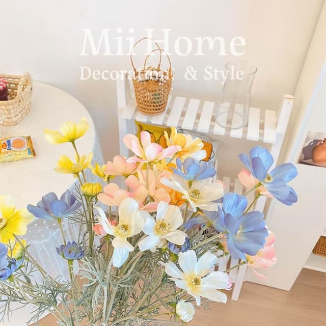 Mii厝邊  韓系波斯菊小菊花仿真花 小菊花假花 拍照道具 佈置 居家擺設仿真花禮物情人節花束拍照佈置假花花瓶