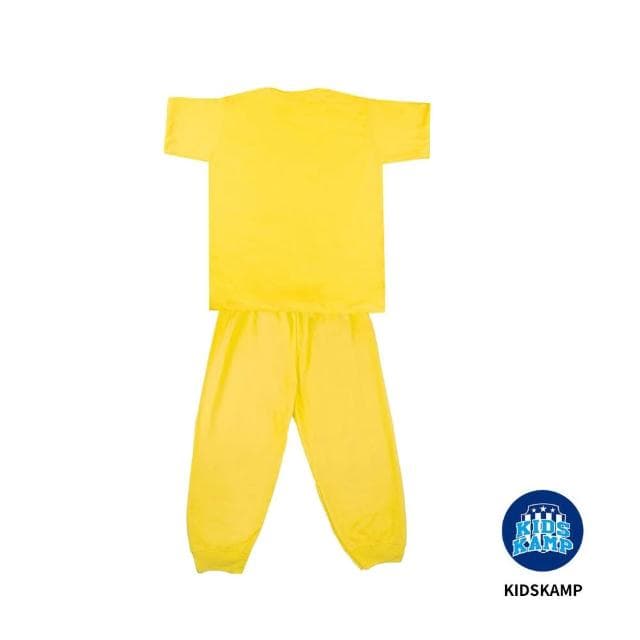 KidsKamp 兒童棉質印花睡衣套裝｜溫暖舒適家居服｜可愛童趣童裝 ｜兒童睡衣 ｜兒童節禮物 ｜畢業派對 ｜黃色賽車卡通睡衣