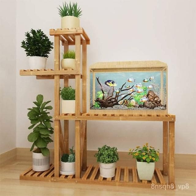 廠家直發 花架客廳 魚缸花架子多層 特價陽臺落地式實木盆栽植物室內置物架