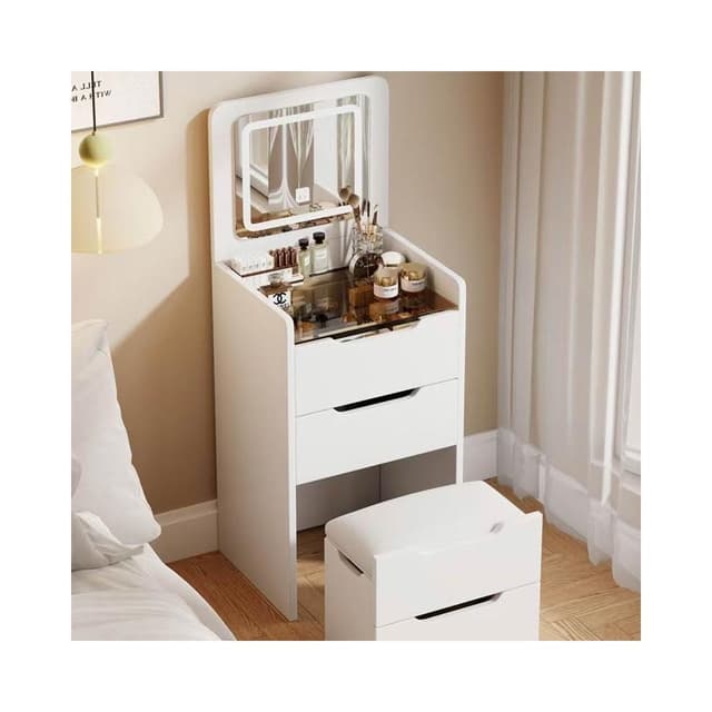 情人節禮物  免運 需組裝 翻蓋化妝台 折疊化妝台 床頭櫃 化妝桌 臥室 現代簡約 小戶型必備 一體收納