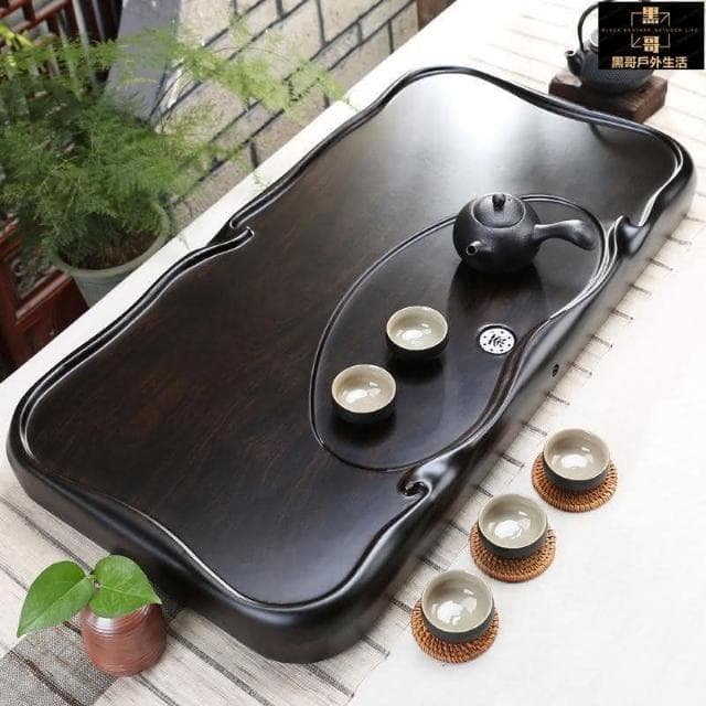 黑檀木茶盤 泡茶盤 茶台 茶托 茶盤 茶台 茶具 茶臺 茶具組 實木功夫茶具套裝 大小號黑檀木長方形茶臺 茶海 茶托盤