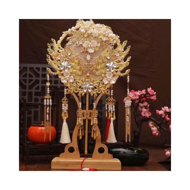 婚禮禮物 雙色雙面新娘中式婚禮團扇 喜扇 手工diy 成品結婚送朋友送閨蜜婚慶禮物