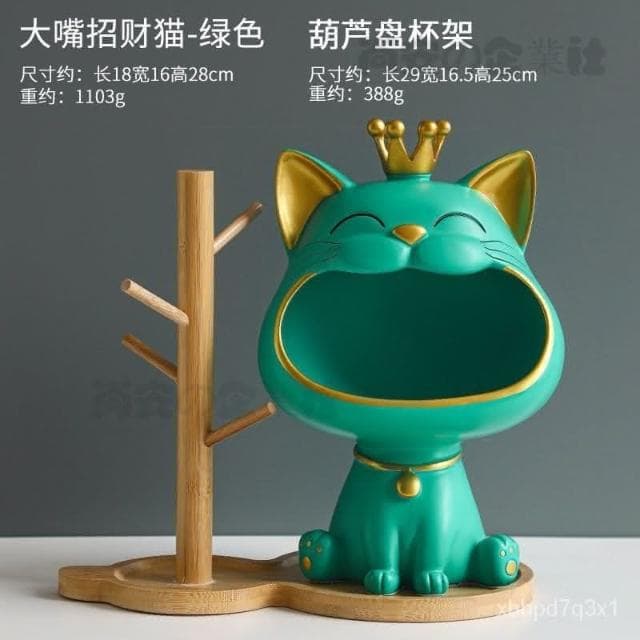💖免運💖 創意招財貓進門玄關電視櫃鑰匙收納擺件傢居裝飾品開業喬遷禮物 YJEZ