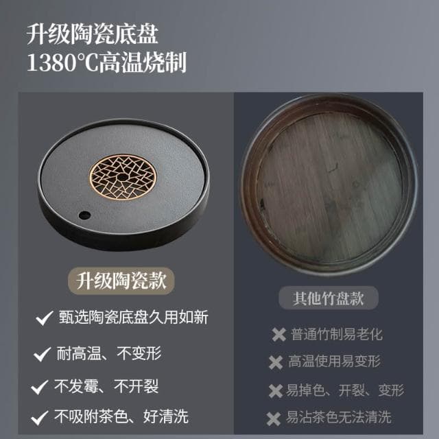 茶具 圓形陶瓷茶盤家用托盤干泡臺小型功夫茶台茶海儲水式茶具
