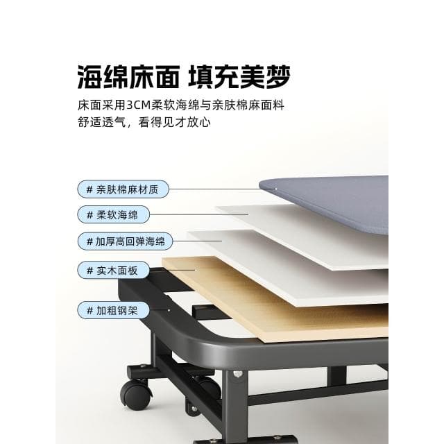辦公室折疊床午休床單人午睡神器便攜可移動硬板簡易醫院陪護鐵床