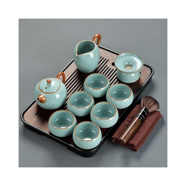 四季風家居  天青汝窯功夫茶具套裝家用輕奢高檔2024新泡茶壺茶具用品大全