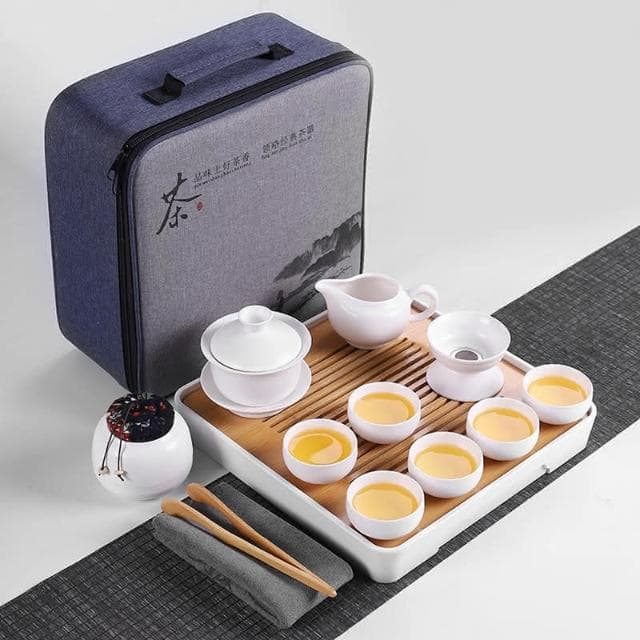四季風家居 哥窯旅行功夫茶具小套裝簡易家用便攜包戶外收納簡約日式茶壺茶藝