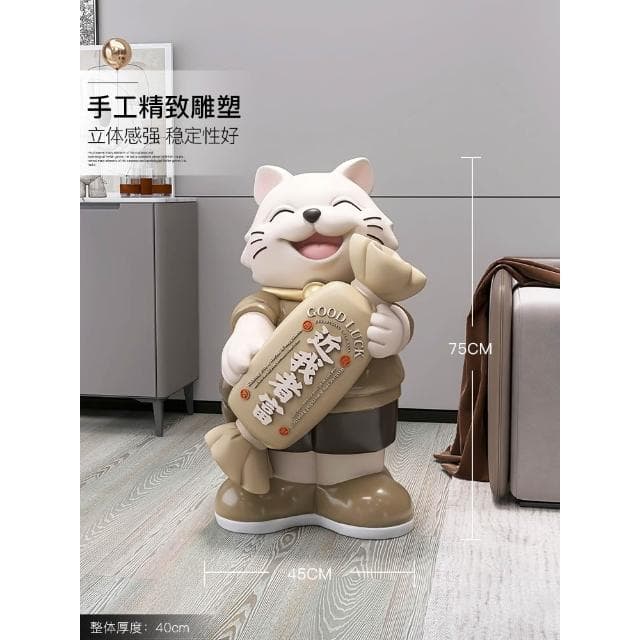招財貓大型落地擺件開業禮物輕奢裝飾工藝品客廳電視櫃旁店鋪喬遷