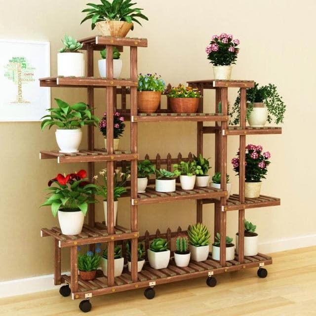 居家裝飾花架 風車造型植物架 帶輪可移動盆栽架 陽台置物架 綠蘿實木質花架 客廳室內多肉花架子 多層特價吊蘭花盆架 鞋架