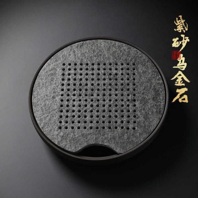 圓形儲水式烏金石紫砂 茶盤 家用陶瓷 茶具 小茶臺 蓄水茶 托盤