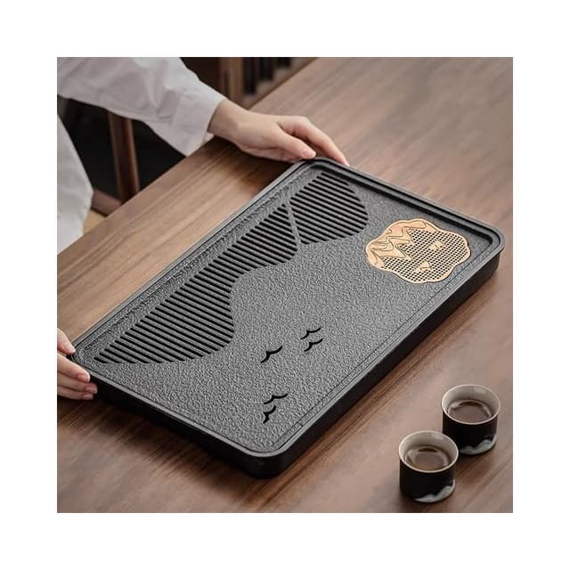 小型茶盤 家用茶托盤 2025新款客廳高檔仿烏金石茶海茶具幹泡小茶臺