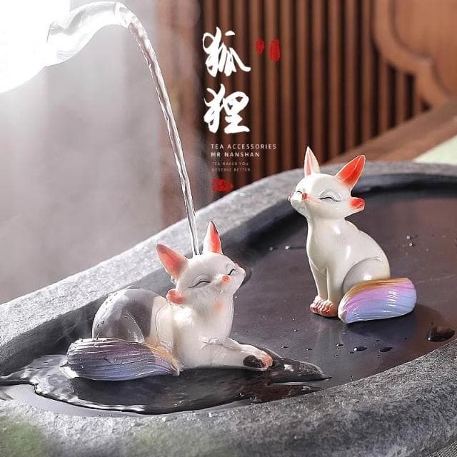 變色小狐貍茶寵 可愛個性茶寶 茶桌上的小擺件 茶道茶玩茶具精品可養