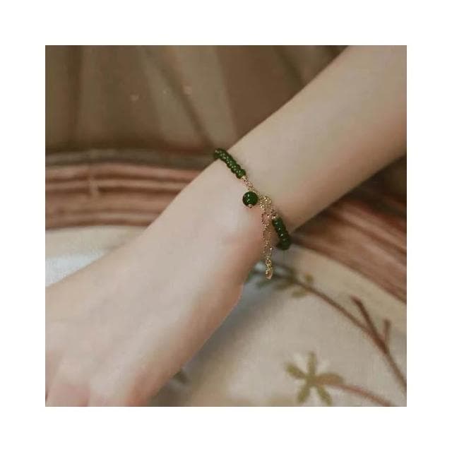 【開運堂】「綠籬」天然綠玉髓手鍊女款顯白復古綠葡萄手串 開運堂