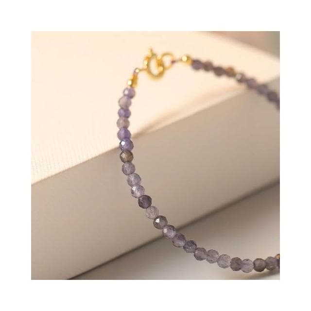 【開運堂】天然水晶手鍊 切面堇青石極細水晶手串 復古手飾批發交換禮物