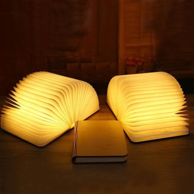 創意摺疊書本燈 木質發光書本燈 摺疊LED書燈 LED燈 觸摸發光 充電小夜燈 造型燈 七彩氛圍燈 夜燈發光書 生日禮物