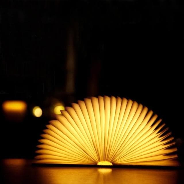 創意摺疊書本燈 木質發光書本燈 摺疊LED書燈 LED燈 觸摸發光 充電小夜燈 造型燈 七彩氛圍燈 夜燈發光書 生日禮物