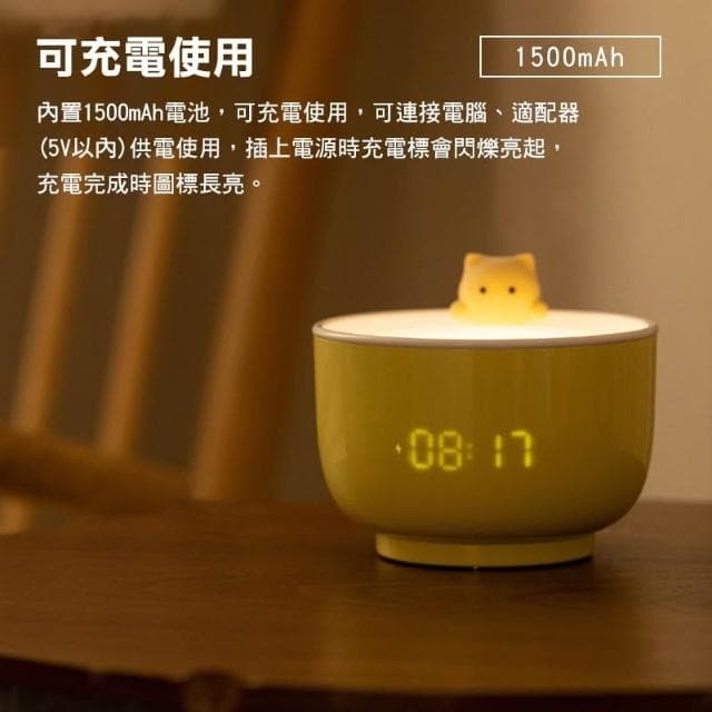 貓咪小夜燈 貓咪鬧鐘 生日送禮 聖誕節 禮物 居家 多功能 小夜燈 貓咪 可愛 鬧鐘 二合一 交換禮物
