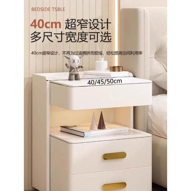 🔥智能家用床頭櫃 臥室床邊櫃子 儲物收納床邊櫃 多功能櫃子  實木櫃子 無線充電帶燈指紋鎖藍牙音響