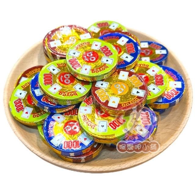 喉愛呷小舖 籌碼金幣造型巧克力 250g 600g 1000g/包 可可 春節 零食 奶素 ，實體店鋪出貨