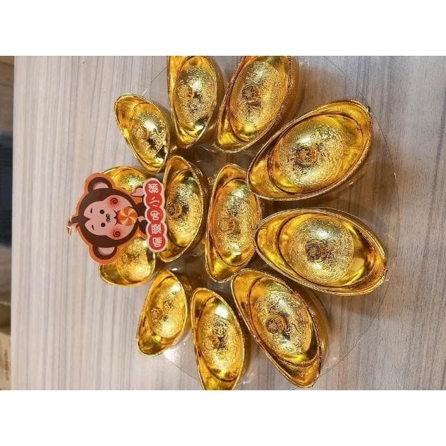 喉愛呷小舖 財源廣進代可可脂巧克力 18g/顆 金元寶 全素 春節擺設 春節零食首選