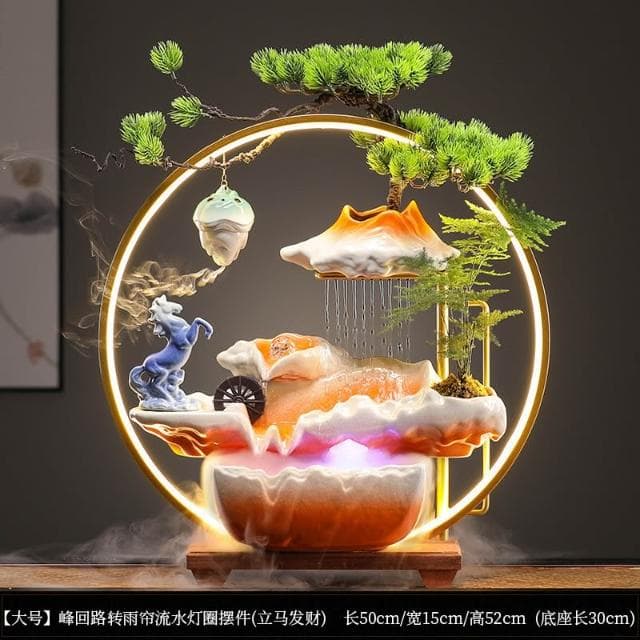 遠山雨簾流水擺飾  招財流水盆 流水聚寶盆 招財擺飾 風水招財流水組 風水擺件 開幕送禮 入厝禮物