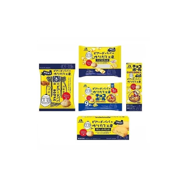 【Lotte 樂天】+爆買日本+ 森永 MORINAGA Beard Papa 奶油泡芙風味 牛奶糖/可可餅/夾心蛋糕 期間限定 鬍子爺爺