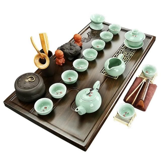 輕奢排水式家用小型茶臺實木茶盤整套功夫茶具套裝泡茶海簡約託盤