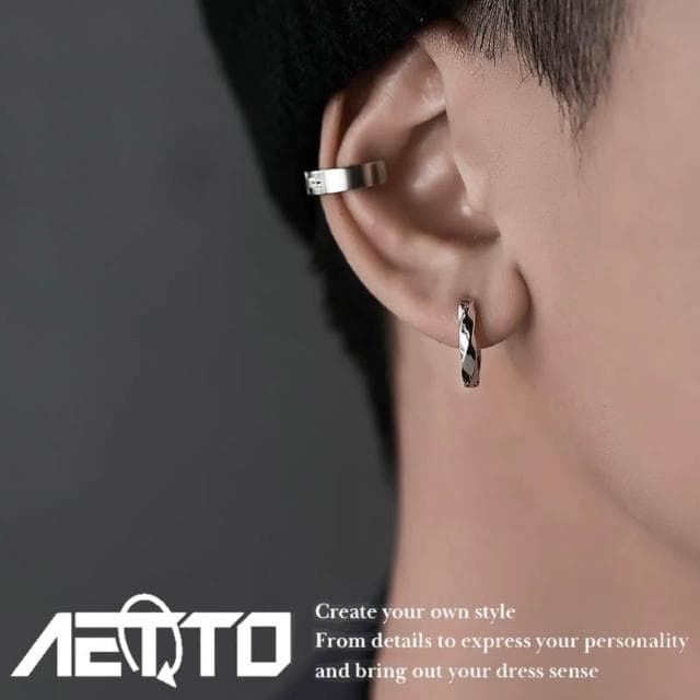 𝑨𝑬𝑻𝑻𝑶 莫比烏斯耳環 精緻做工  醫療鋼 黑銀兩色 耳環 耳針 無耳洞 耳夾 鈦鋼耳環 男生耳環 女生耳環 耳飾