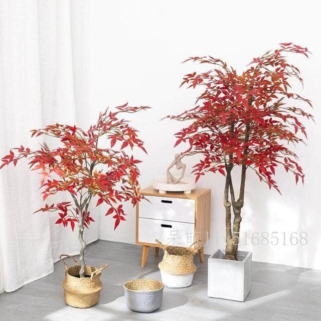 仿真綠植 假紅楓樹 盆栽植物 造景楓叶 裝飾花 客廳落地 擺件大型 假花卉 仿真樹 仿真花