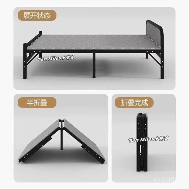 🔥熱賣 免運✨折疊床單人床家用午休小床成人簡易出租屋1米2便攜雙人床硬闆鐵床 折疊鐵床 單人折疊床 露營折疊床