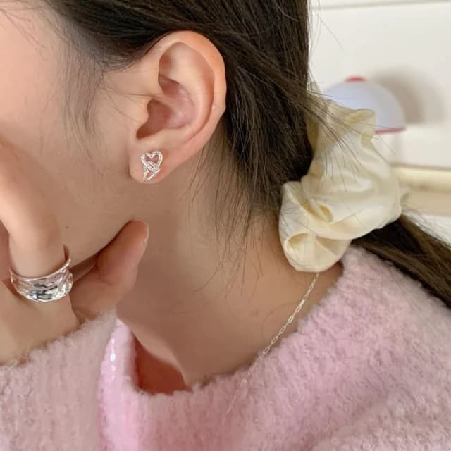 Sweet Air S925純銀 全純銀 Y2408 雙愛心垂墜純銀耳環 小巧韓系鏤空心型純銀耳飾