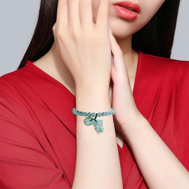 【EMMA SUE】翡翠玉石 手鍊串珠 招財貓手串 冰種玉 平安扣 新中式 招財納福 保平安 禮物 手工編織 小眾設計