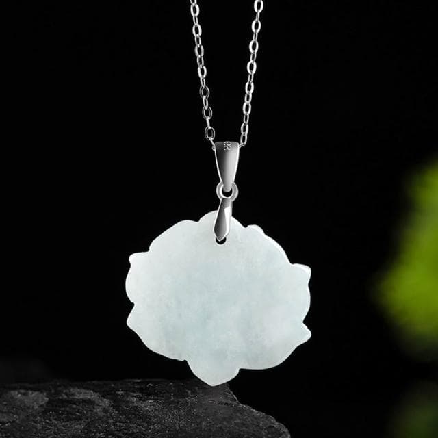 【EMMA SUE】翡翠玉墜 蓮花項鍊 純銀項鍊 百搭飾品 玉項鍊 冰種玉 新中式 送長輩 禮物 玉石 玉佩 招財進寶