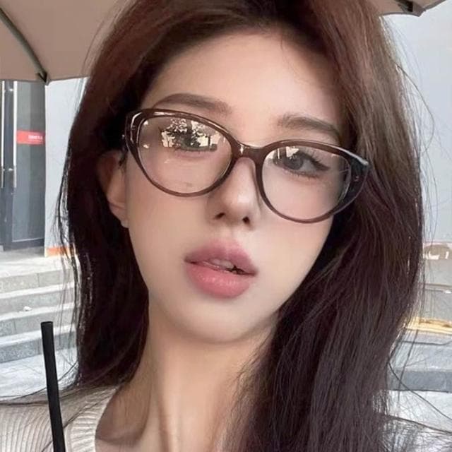 【EMMA SUE】貓眼眼鏡 貓框眼鏡 復古眼鏡 眼鏡 鏡框 輕量鏡架 無度數眼鏡 附眼鏡盒 鏡架 茶色鏡框 素顏神器 女生禮物