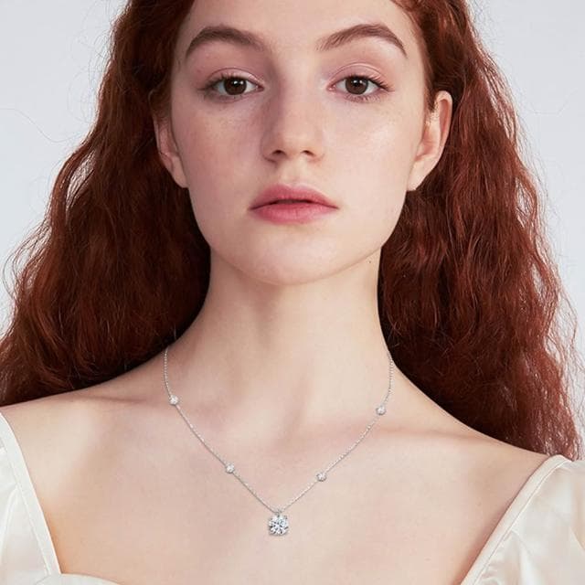 【EMMA SUE】項鍊 吊墜 兩克拉 首飾 銀飾 飾品 s925純銀 女生項鍊 莫桑石項鍊 鑽石項鍊 鎖骨鏈 滿天星點 生日禮物