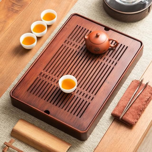 桃甜也居家生活  茶盤家用托盤新款功夫茶具組竹實木客廳瀝水儲水乾泡小茶台