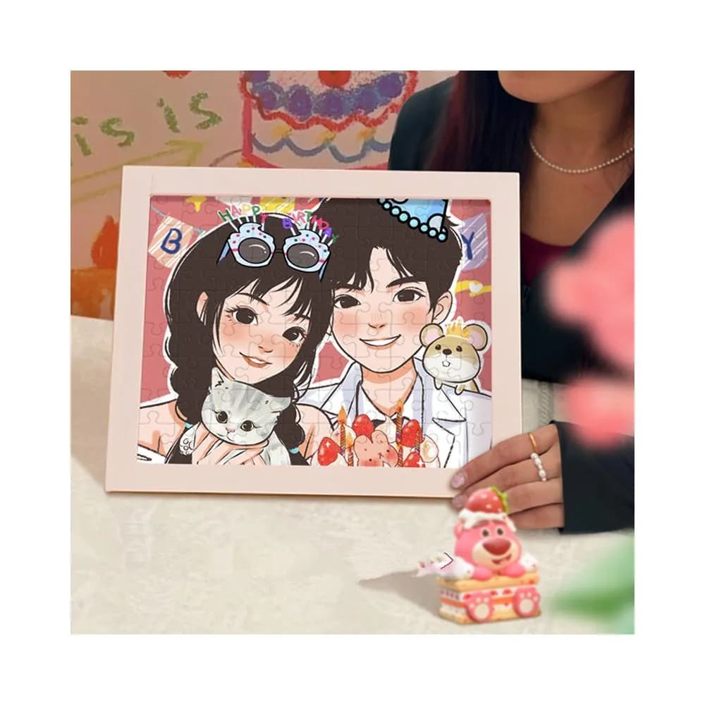桃甜也居家生活 送全家拼圖照片訂製卡通像diy手作生日禮物情侶男女生520片