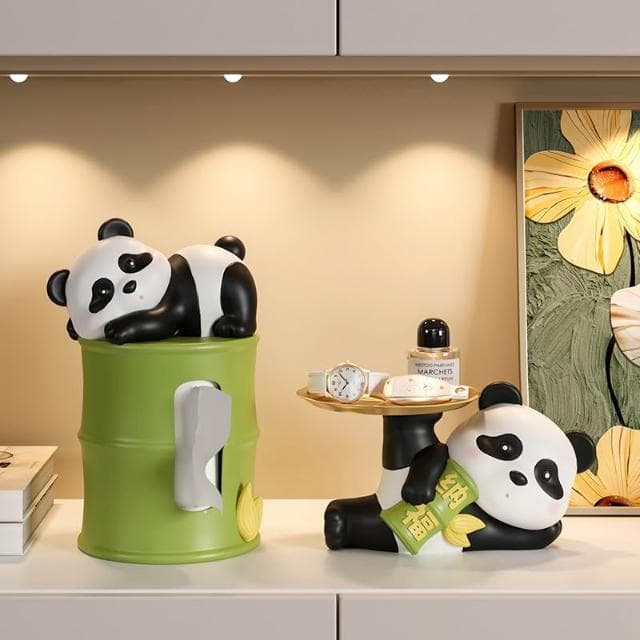 桃甜也居家生活 熊貓鑰匙收納玄關擺飾家居裝飾品入戶進門口客廳鞋櫃喬遷新居禮品