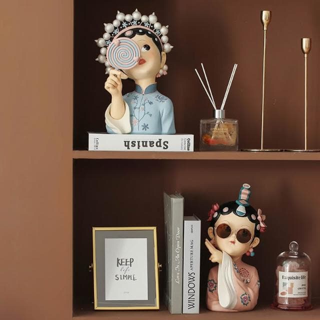 桃甜也居家生活 國潮藝術京劇女孩擺飾家居裝飾品客廳電視櫃酒櫃玄關喬遷新居禮品