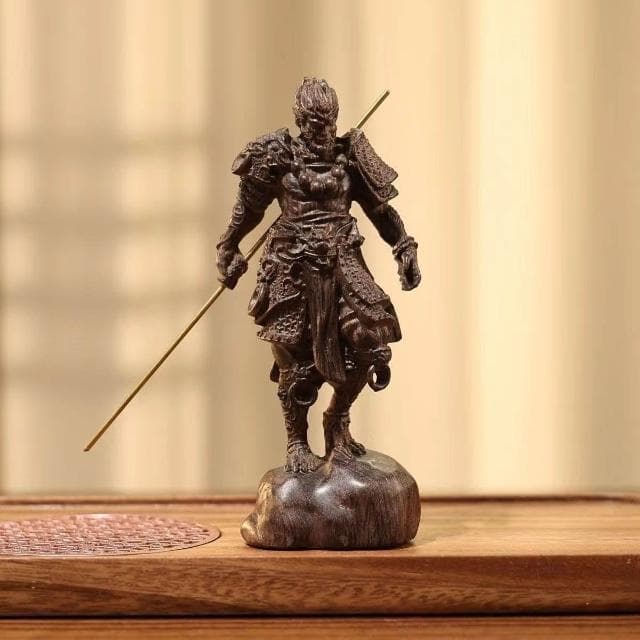 桃甜也居家生活 沉香手工精工雕刻黑孫悟空擺件文玩男孩生日禮物客廳桌面送禮佳選