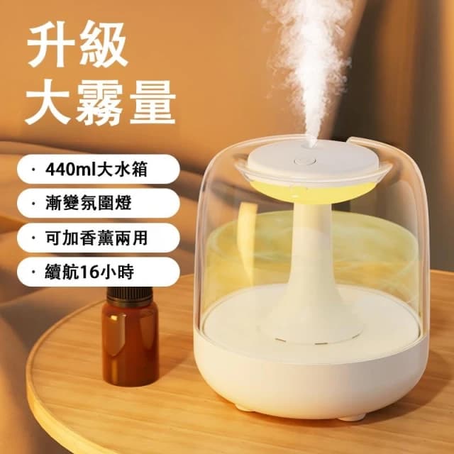🔥24H出貨🔥加濕器 小型家用香薰機 440ML 二合一 靜音臥室 大容量 霧凈化空氣 迷你小夜燈 水氧機 香薰機