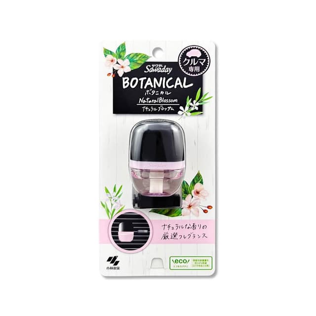 【小林製藥】日本小林製藥-Sawaday車用空調出風口專用夾式芳香劑6ml/花果香-粉紅盒(汽車清新擴香器卡扣式車載香氛皮革食物異味長效馨香約30天)