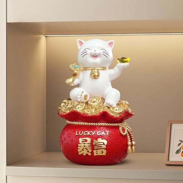 樹脂材質 暴富招財貓存錢罐擺件開業喬遷禮物店鋪收銀台辦公室前臺裝飾品