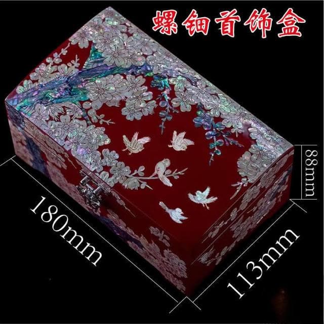 高顏值設計 螺鈿首飾盒高檔珠寶盒結婚禮物木質耳飾品項鏈