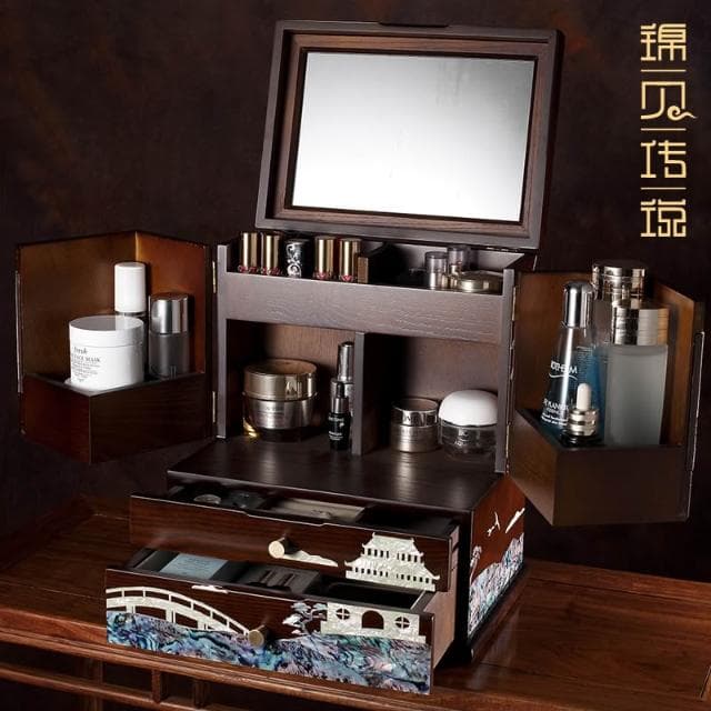 錦貝傳說螺鈿首飾盒大容量珠寶收納實木珠寶生日高檔禮品送長輩